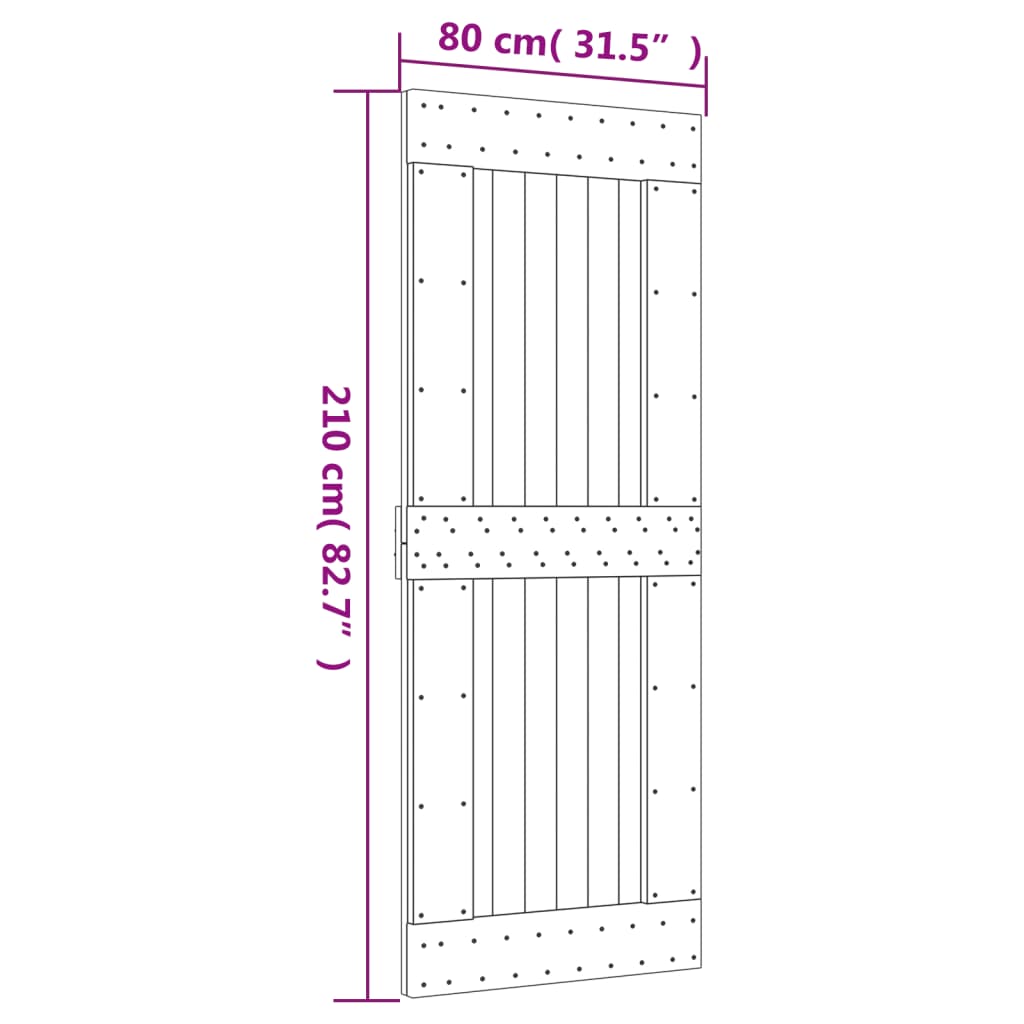 Ușă Glisantă Cu Set De Feronerie 80X210 Cm, Lemn Masiv De Pin