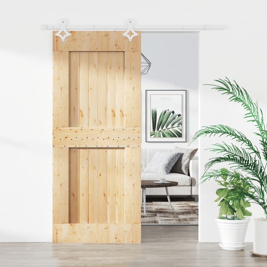 Ușă Glisantă Cu Set De Feronerie 80X210 Cm, Lemn Masiv De Pin