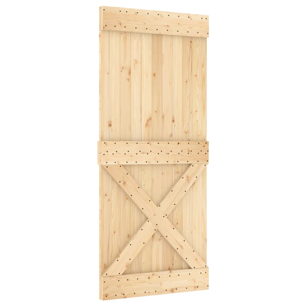 Ușă Glisantă Cu Set Feronerie, 90X210 Cm, Lemn Masiv De Pin