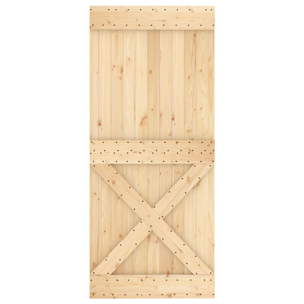 Ușă Glisantă Cu Set Feronerie, 90X210 Cm, Lemn Masiv De Pin