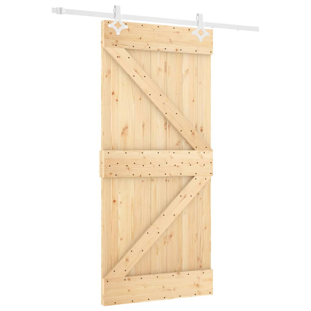 Ușă Glisantă Cu Set Feronerie, 90X210 Cm, Lemn Masiv De Pin