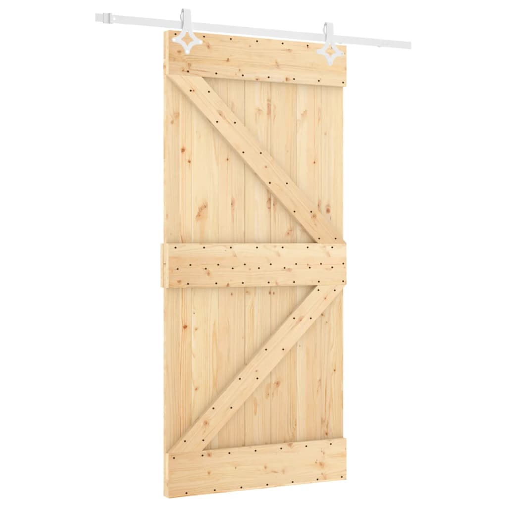 Ușă Glisantă Cu Set Feronerie, 100X210 Cm, Lemn Masiv De Pin