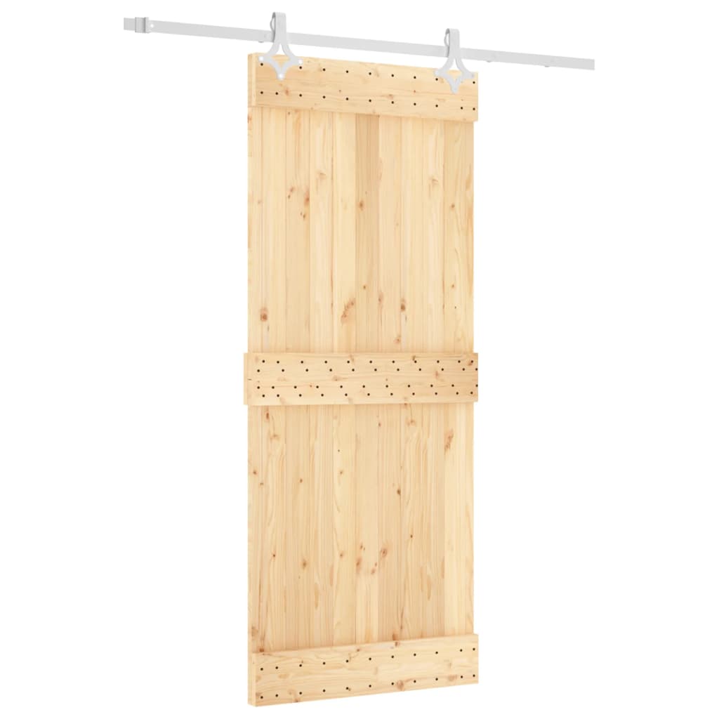 Ușă Glisantă Cu Set De Feronerie 85X210 Cm, Lemn Masiv De Pin
