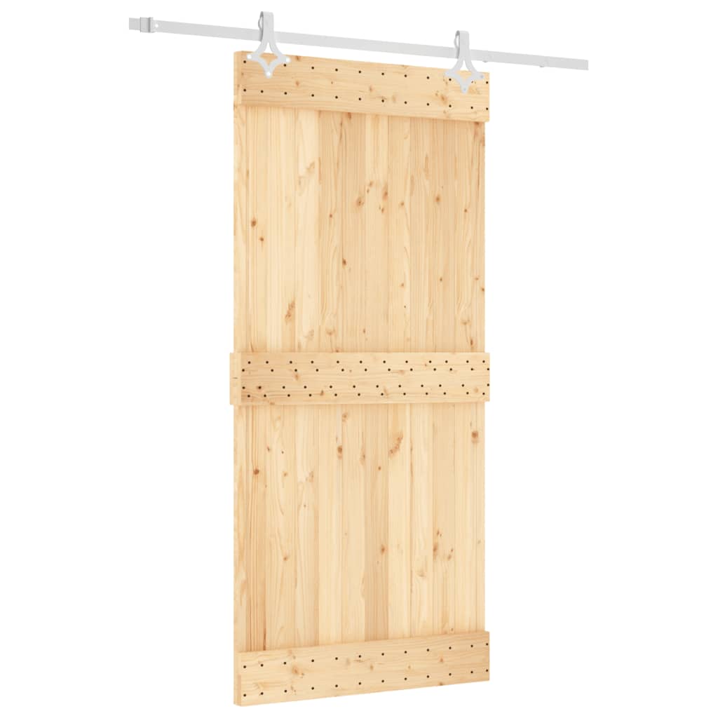 Ușă Glisantă Cu Set De Feronerie 95X210 Cm, Lemn Masiv De Pin