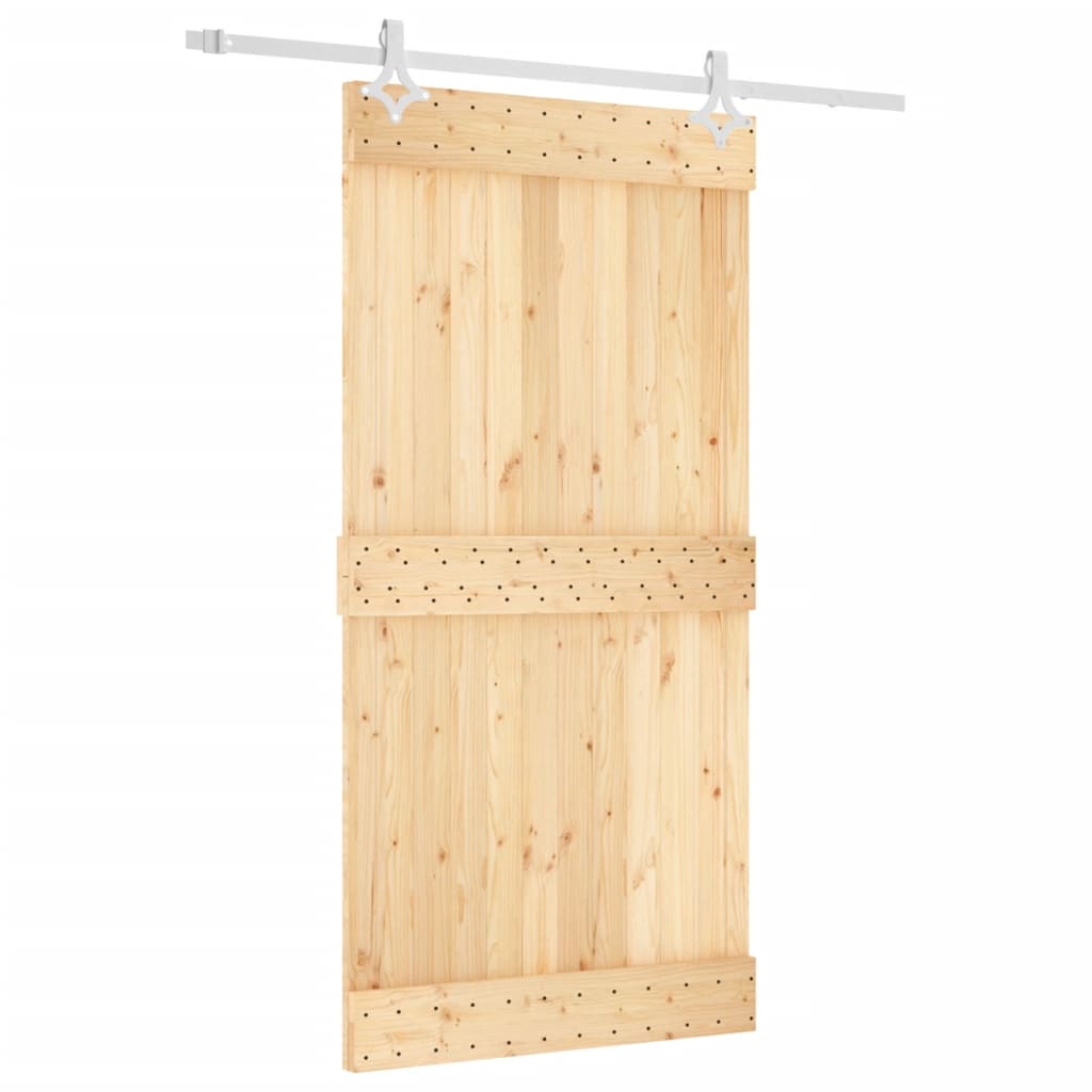 Ușă Glisantă Cu Set Feronerie, 100X210 Cm, Lemn Masiv De Pin