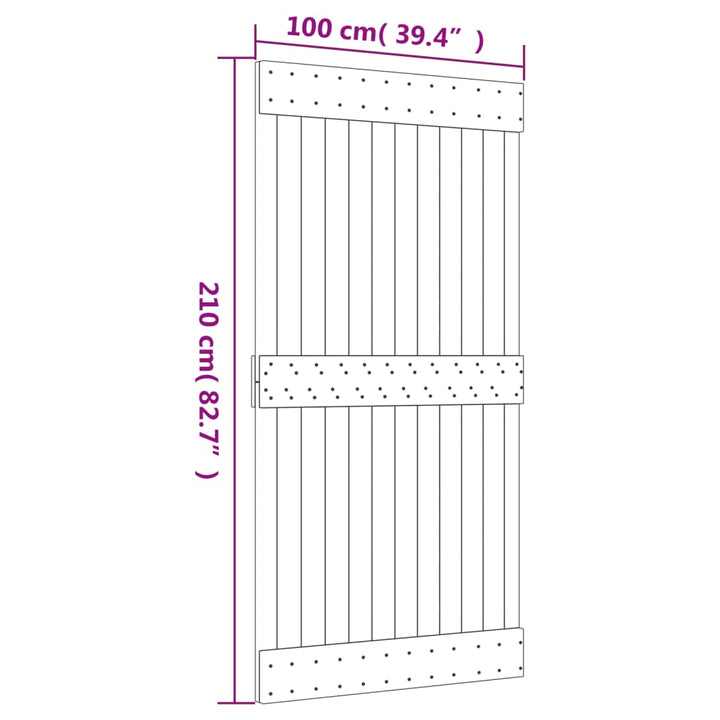 Ușă Glisantă Cu Set Feronerie, 100X210 Cm, Lemn Masiv De Pin