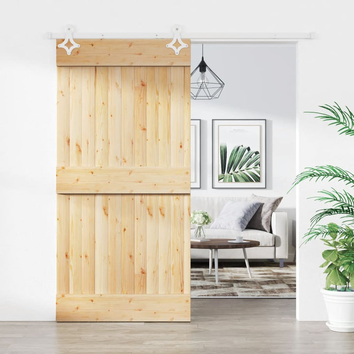 Ușă Glisantă Cu Set Feronerie, 100X210 Cm, Lemn Masiv De Pin