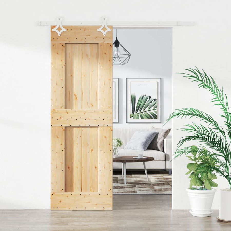 Ușă Glisantă Cu Set De Feronerie 70X210 Cm, Lemn Masiv De Pin