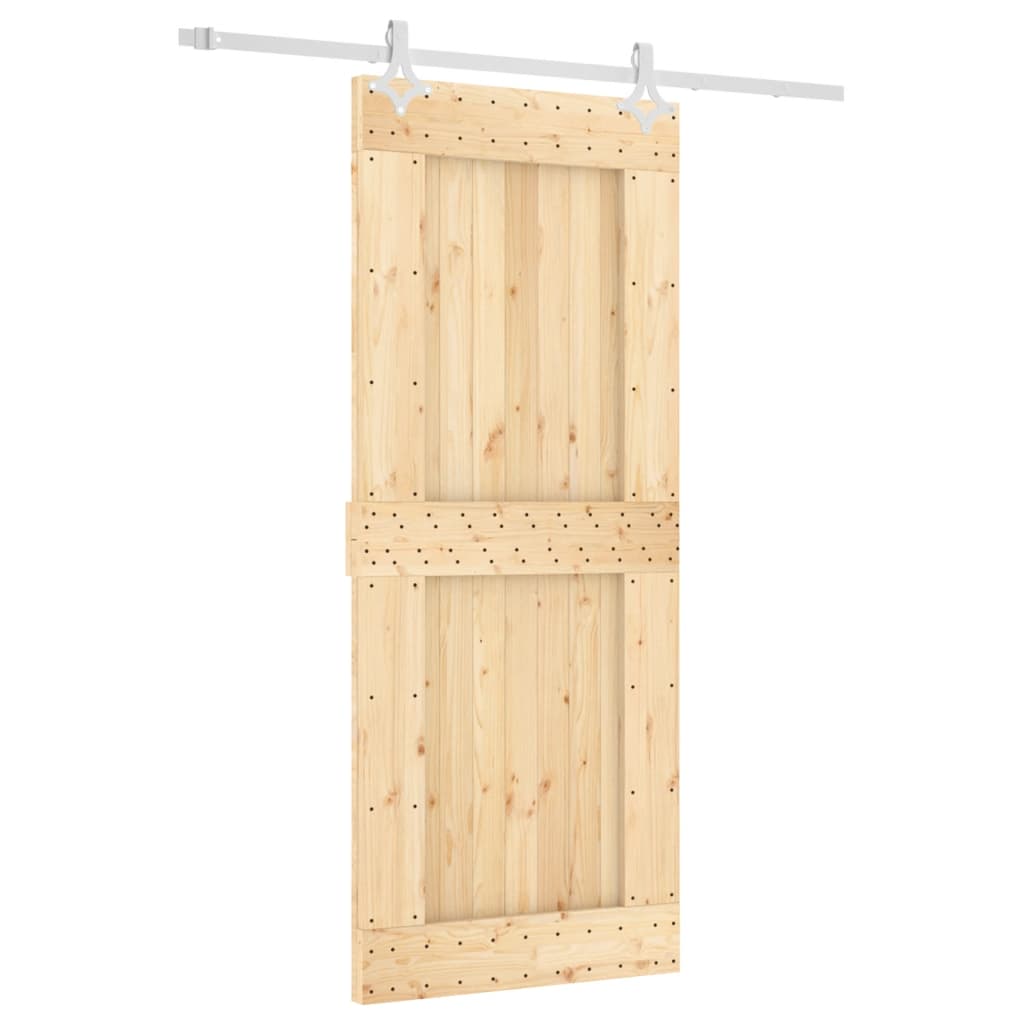 Ușă Glisantă Cu Set De Feronerie 85X210 Cm, Lemn Masiv De Pin
