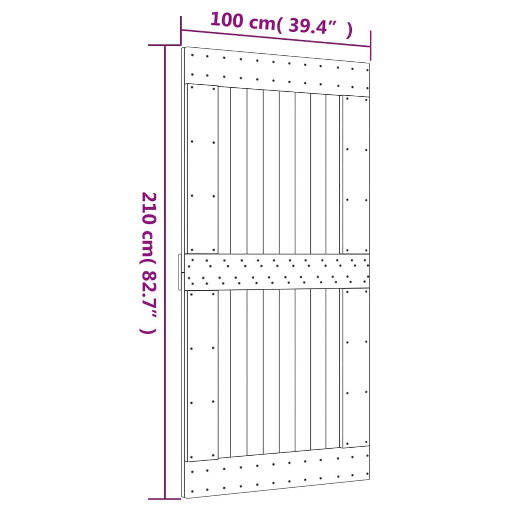 Ușă Glisantă Cu Set Feronerie, 100X210 Cm, Lemn Masiv De Pin