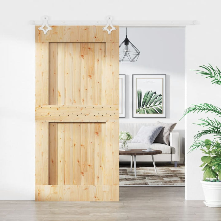 Ușă Glisantă Cu Set Feronerie, 100X210 Cm, Lemn Masiv De Pin