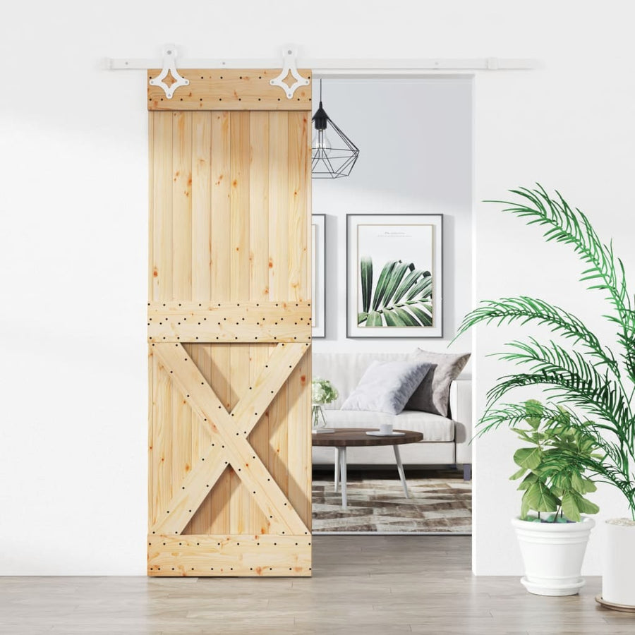 Ușă Glisantă Cu Set De Feronerie 70X210 Cm, Lemn Masiv De Pin