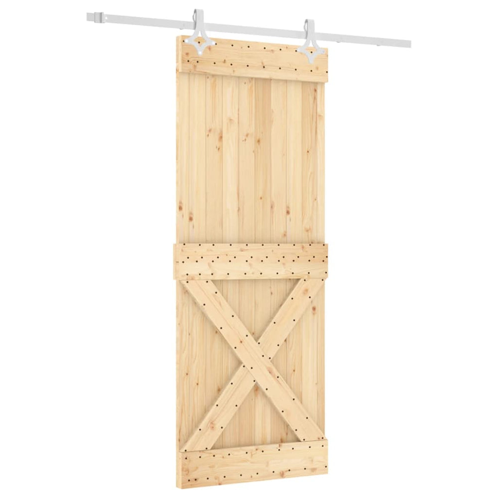 Ușă Glisantă Cu Set De Feronerie 80X210 Cm, Lemn Masiv De Pin