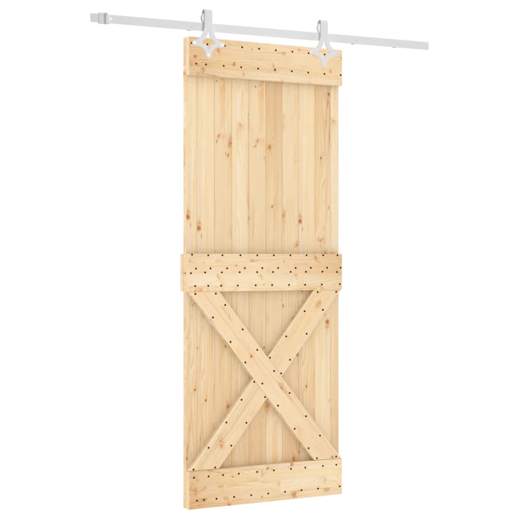 Ușă Glisantă Cu Set De Feronerie 80X210 Cm, Lemn Masiv De Pin