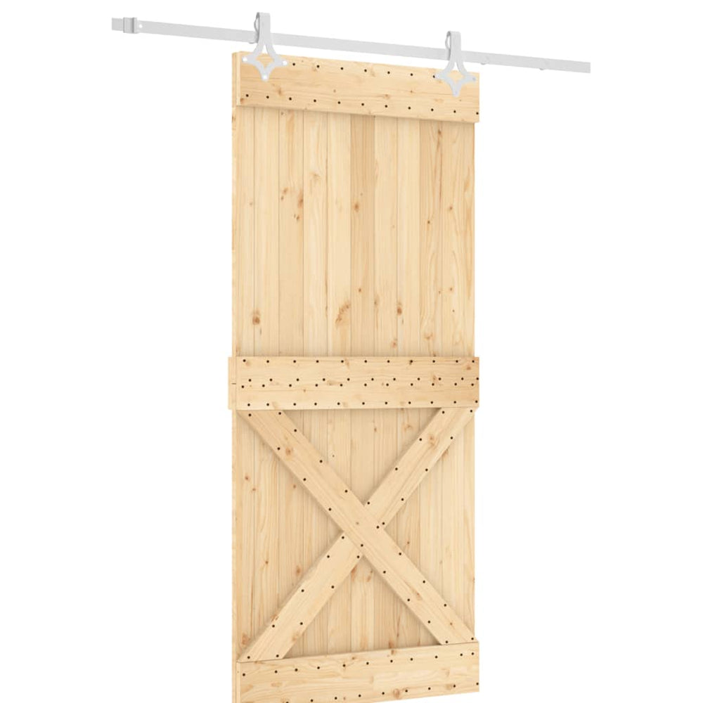 Ușă Glisantă Cu Set Feronerie, 90X210 Cm, Lemn Masiv De Pin