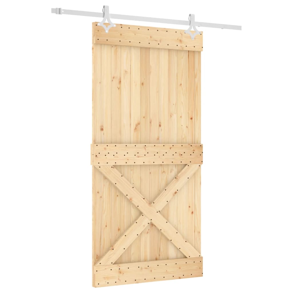 Ușă Glisantă Cu Set Feronerie, 100X210 Cm, Lemn Masiv De Pin