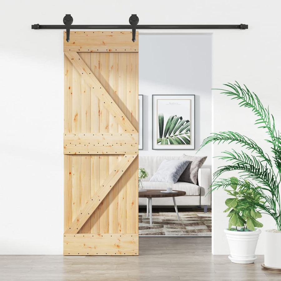 Ușă Glisantă Cu Set De Feronerie 70X210 Cm, Lemn Masiv De Pin