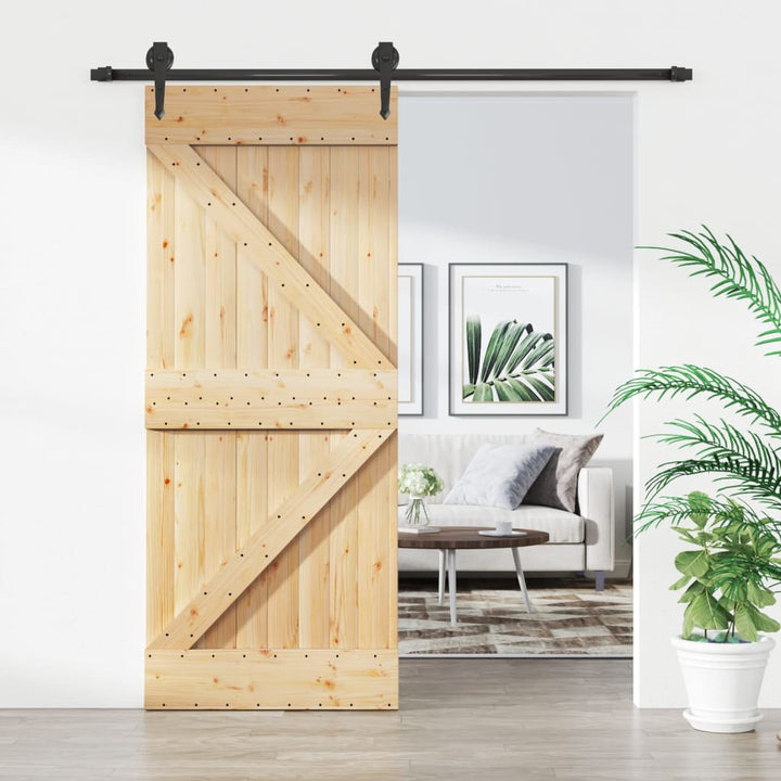 Ușă Glisantă Cu Set De Feronerie 85X210 Cm, Lemn Masiv De Pin