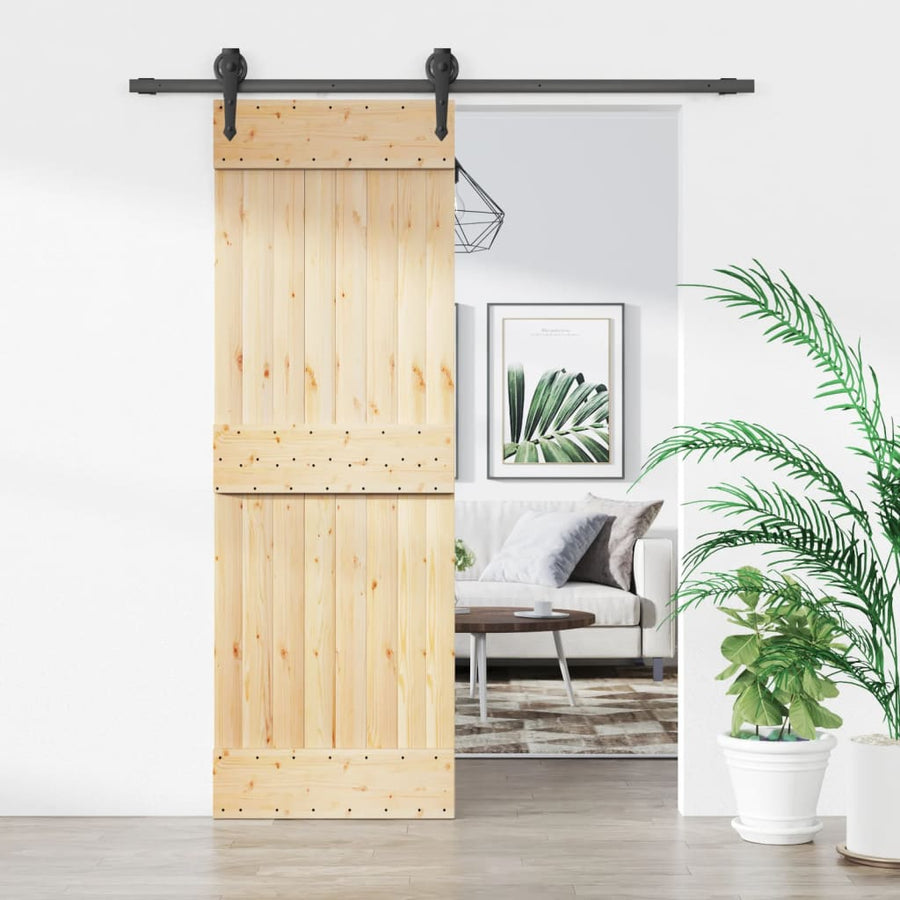 Ușă Glisantă Cu Set De Feronerie 70X210 Cm, Lemn Masiv De Pin