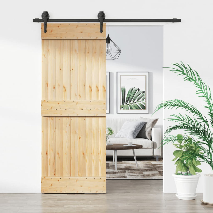Ușă Glisantă Cu Set De Feronerie 80X210 Cm, Lemn Masiv De Pin