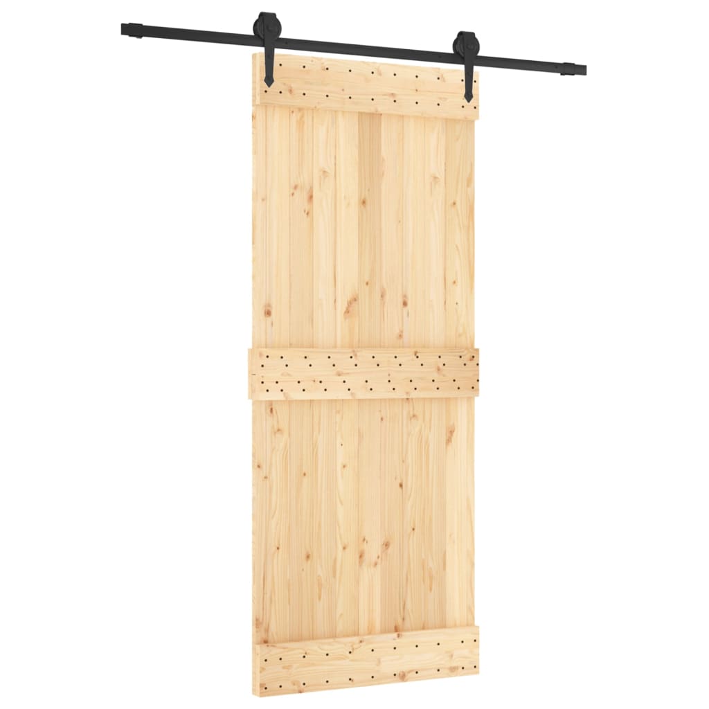 Ușă Glisantă Cu Set De Feronerie 85X210 Cm, Lemn Masiv De Pin
