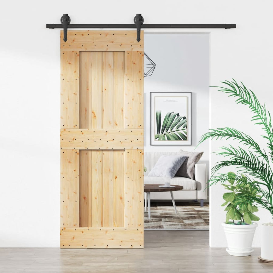 Ușă Glisantă Cu Set De Feronerie 80X210 Cm, Lemn Masiv De Pin