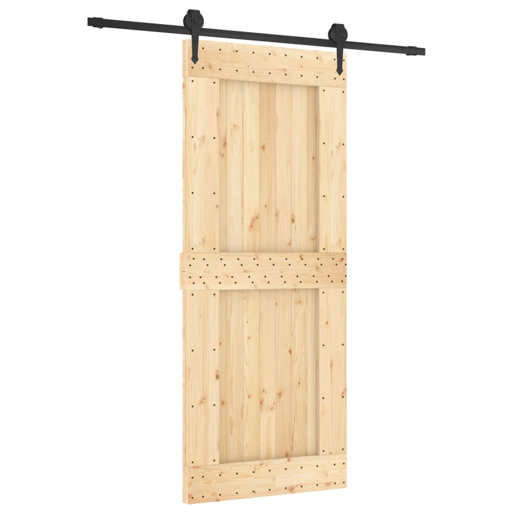 Ușă Glisantă Cu Set De Feronerie 85X210 Cm, Lemn Masiv De Pin