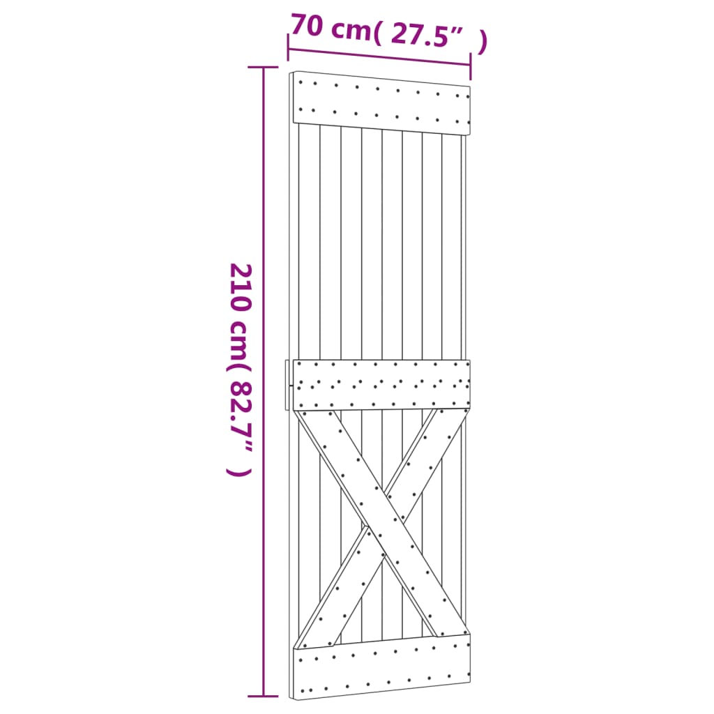 Ușă Glisantă Cu Set De Feronerie 70X210 Cm, Lemn Masiv De Pin