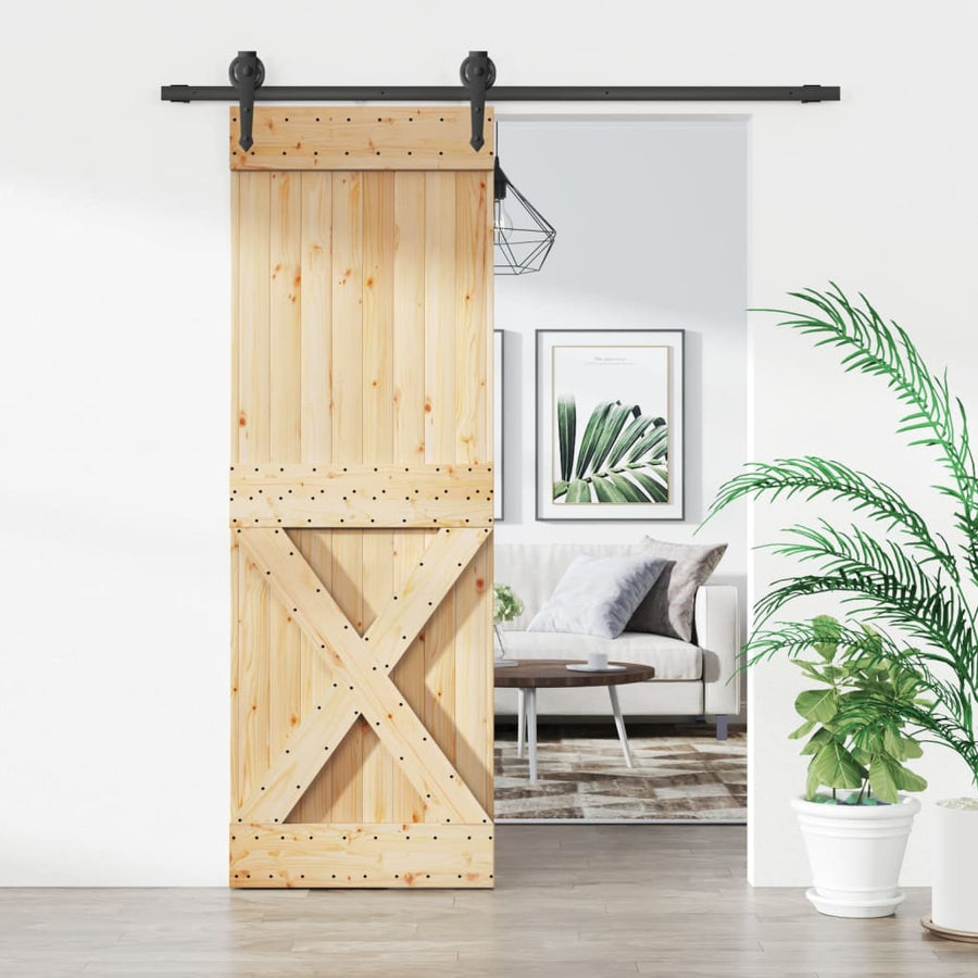 Ușă Glisantă Cu Set De Feronerie 70X210 Cm, Lemn Masiv De Pin