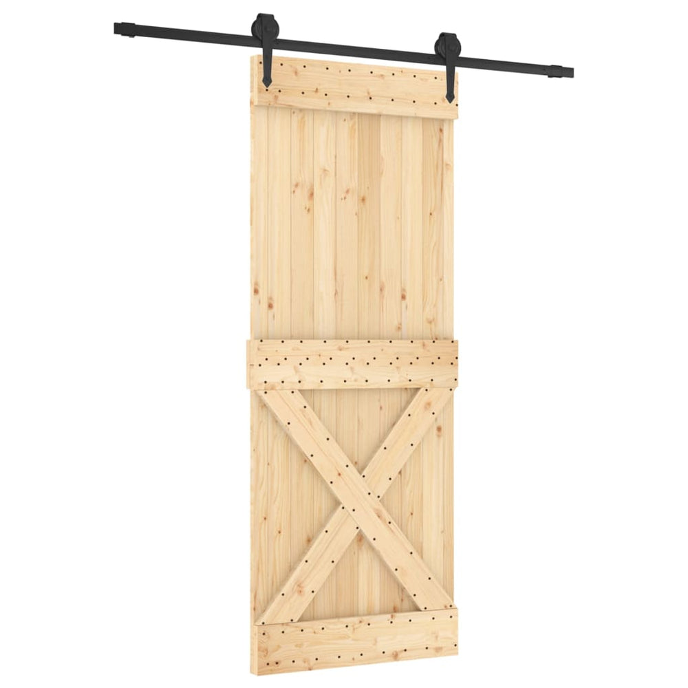 Ușă Glisantă Cu Set De Feronerie 80X210 Cm, Lemn Masiv De Pin