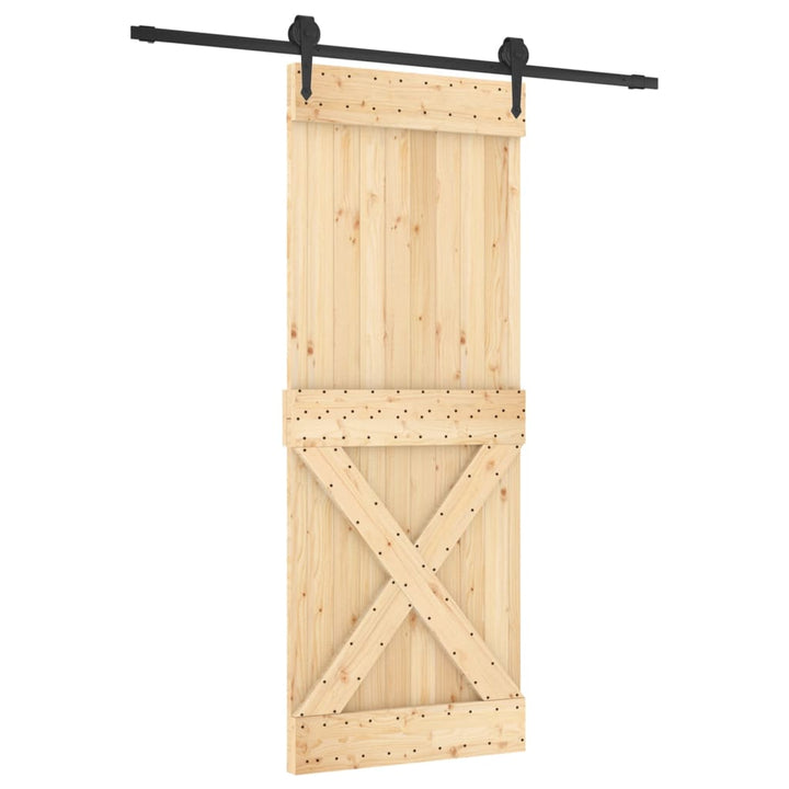Ușă Glisantă Cu Set De Feronerie 80X210 Cm, Lemn Masiv De Pin