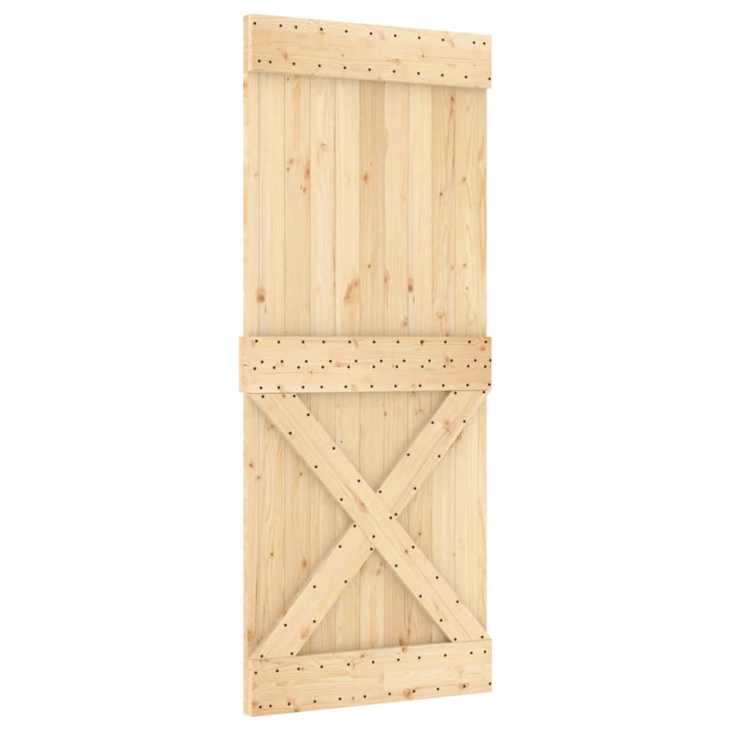 Ușă Glisantă Cu Set De Feronerie 80X210 Cm, Lemn Masiv De Pin
