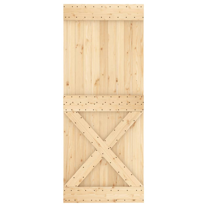 Ușă Glisantă Cu Set De Feronerie 80X210 Cm, Lemn Masiv De Pin