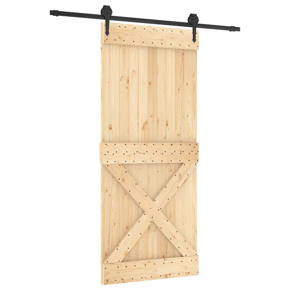 Ușă Glisantă Cu Set Feronerie, 90X210 Cm, Lemn Masiv De Pin