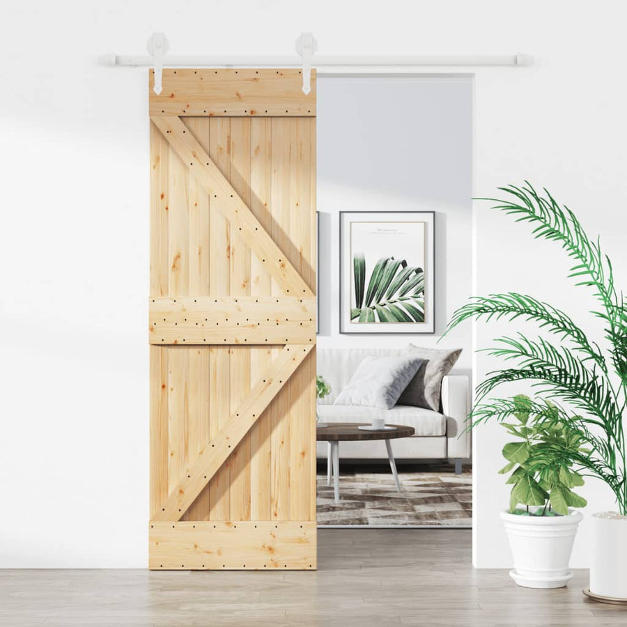 Ușă Glisantă Cu Set De Feronerie 70X210 Cm, Lemn Masiv De Pin