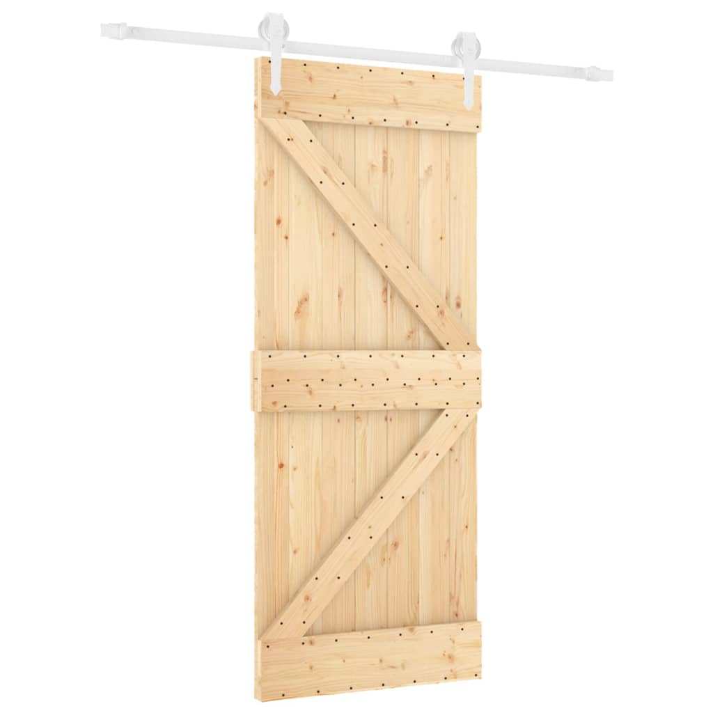 Ușă Glisantă Cu Set De Feronerie 85X210 Cm, Lemn Masiv De Pin