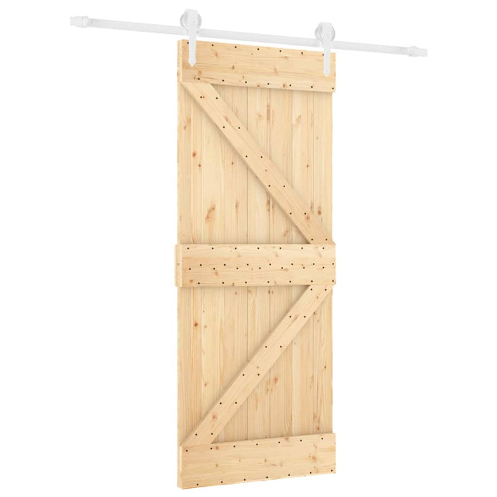 Ușă Glisantă Cu Set De Feronerie 85X210 Cm, Lemn Masiv De Pin
