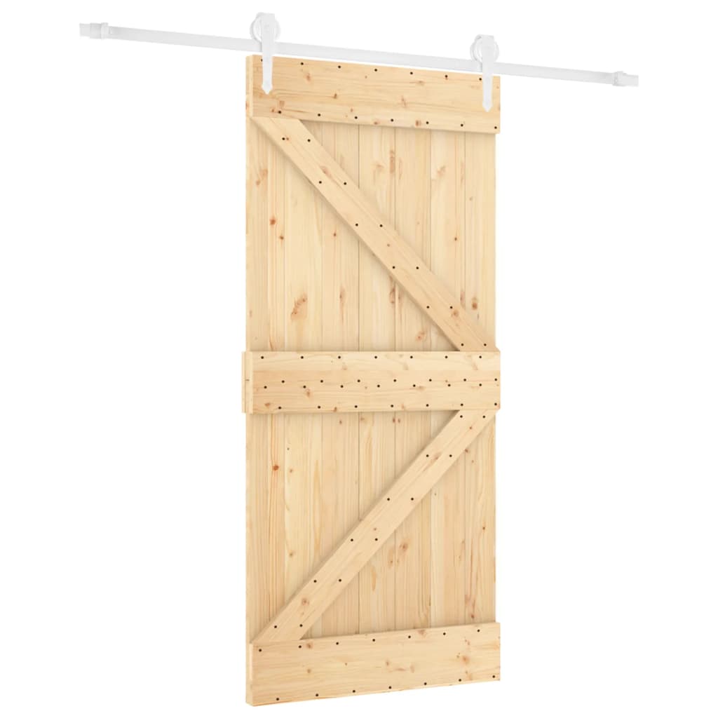 Ușă Glisantă Cu Set Feronerie, 90X210 Cm, Lemn Masiv De Pin