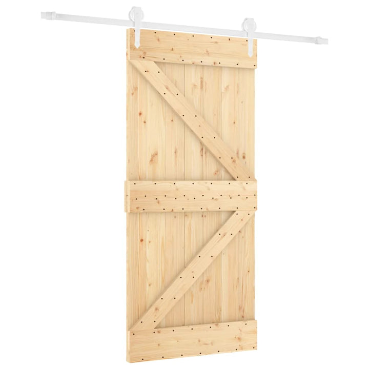 Ușă Glisantă Cu Set Feronerie, 90X210 Cm, Lemn Masiv De Pin