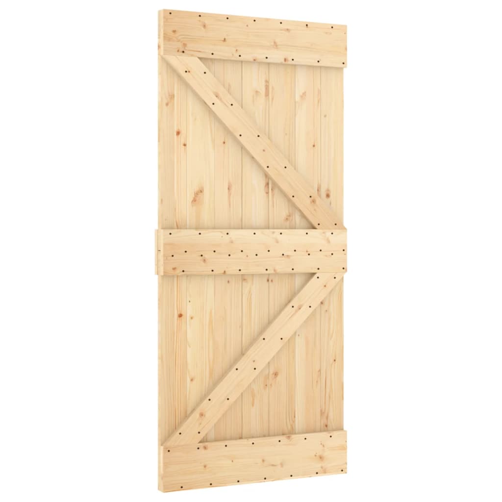 Ușă Glisantă Cu Set Feronerie, 90X210 Cm, Lemn Masiv De Pin