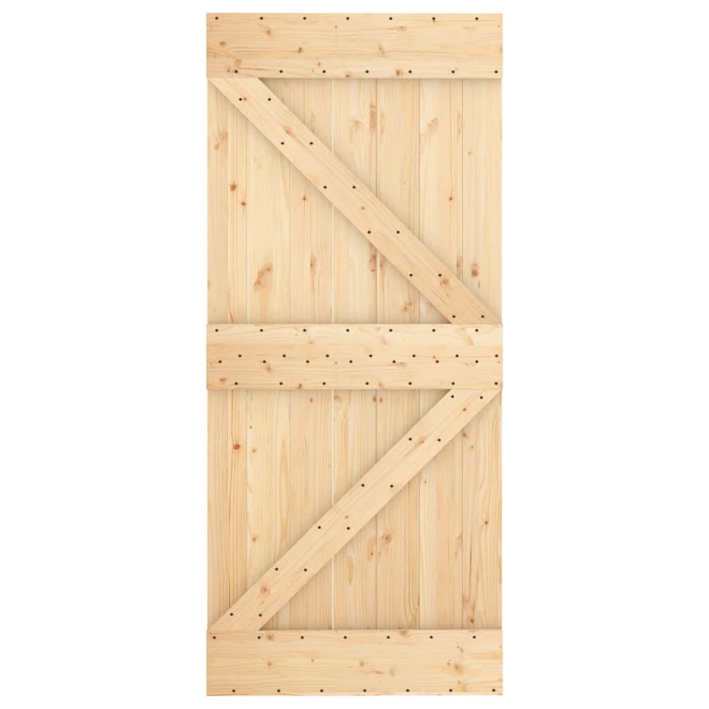 Ușă Glisantă Cu Set Feronerie, 90X210 Cm, Lemn Masiv De Pin