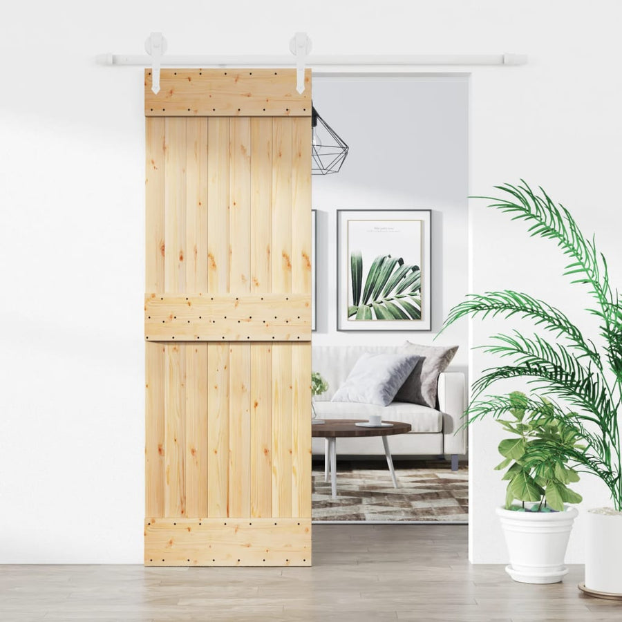 Ușă Glisantă Cu Set De Feronerie 70X210 Cm, Lemn Masiv De Pin
