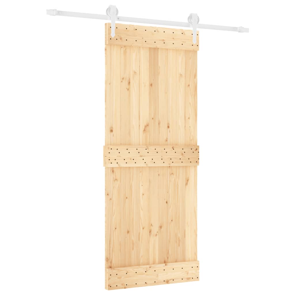 Ușă Glisantă Cu Set De Feronerie 85X210 Cm, Lemn Masiv De Pin