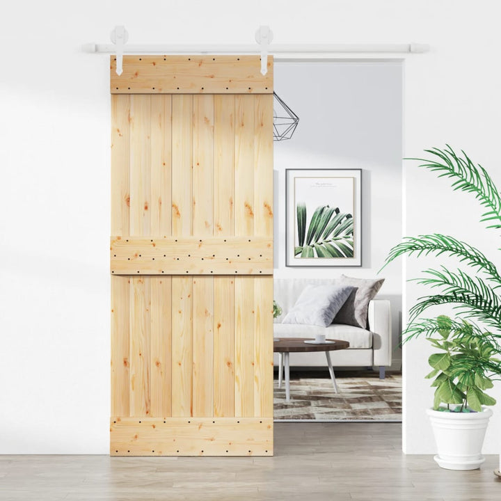 Ușă Glisantă Cu Set De Feronerie 85X210 Cm, Lemn Masiv De Pin