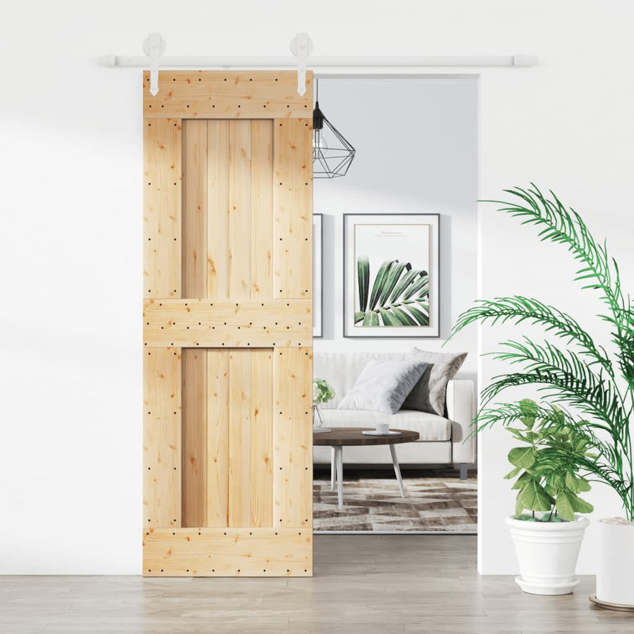 Ușă Glisantă Cu Set De Feronerie 70X210 Cm, Lemn Masiv De Pin
