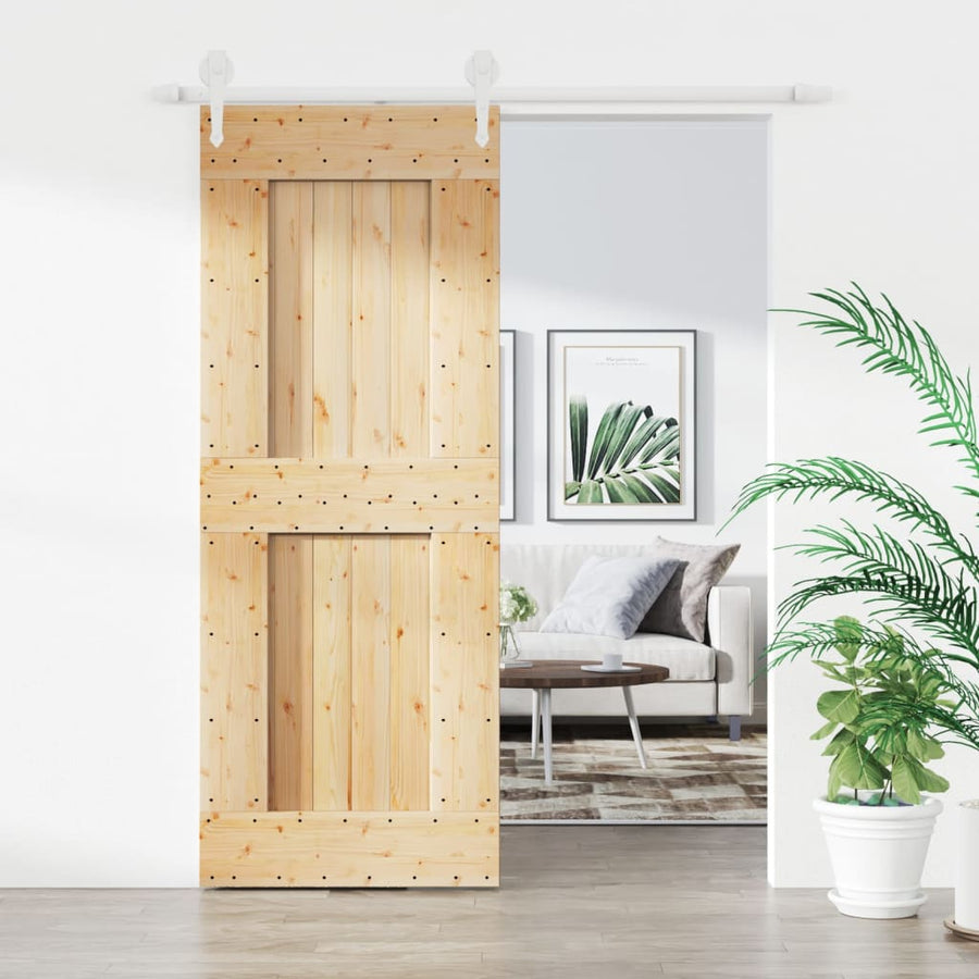 Ușă Glisantă Cu Set De Feronerie 80X210 Cm, Lemn Masiv De Pin
