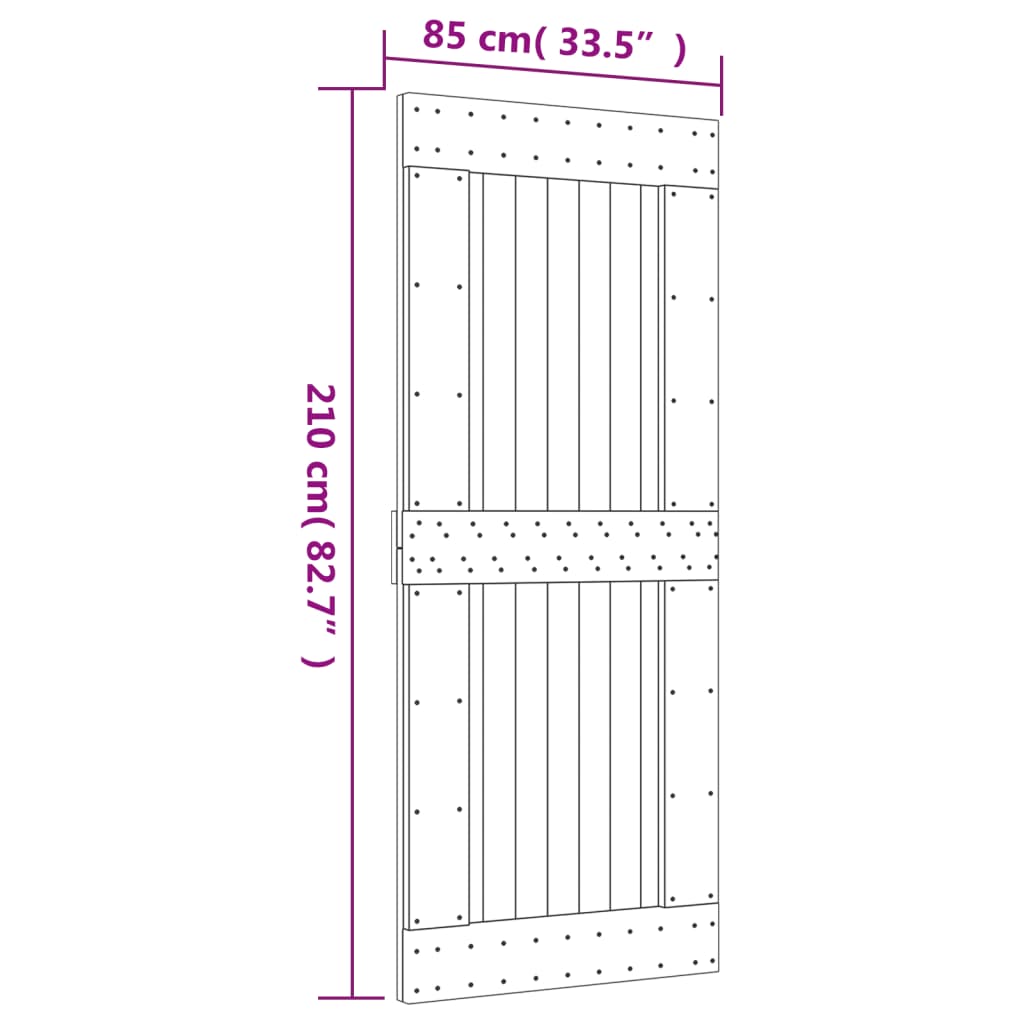 Ușă Glisantă Cu Set De Feronerie 85X210 Cm, Lemn Masiv De Pin