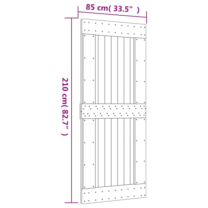 Ușă Glisantă Cu Set De Feronerie 85X210 Cm, Lemn Masiv De Pin