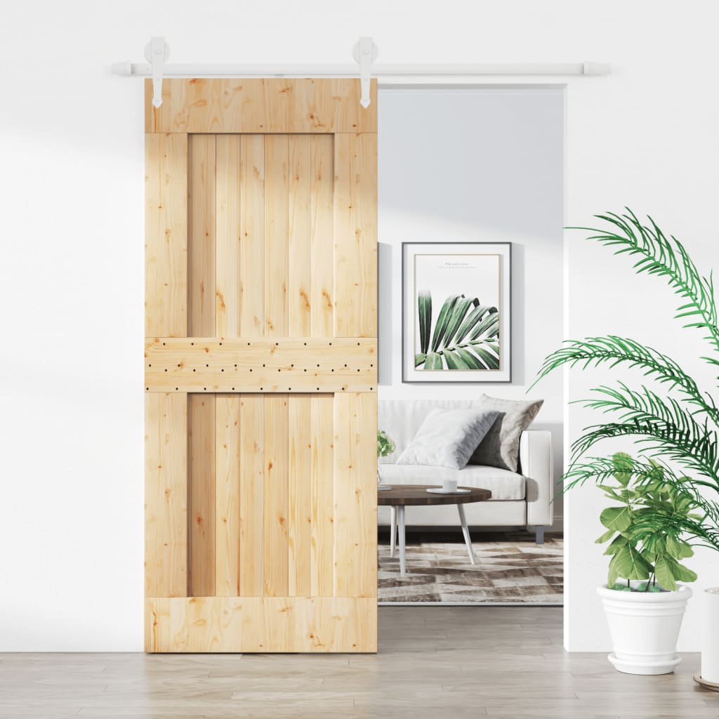 Ușă Glisantă Cu Set De Feronerie 85X210 Cm, Lemn Masiv De Pin