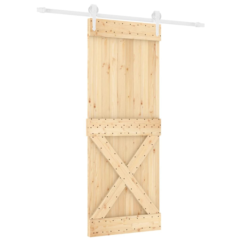 Ușă Glisantă Cu Set De Feronerie 80X210 Cm, Lemn Masiv De Pin